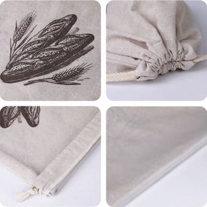 Sac à pain en coton et lin avec cordon de serrage, doublure en TPU de qualité alimentaire, recyclable, réutilisable, écologique, avec logo personnalisé - Product Image 3