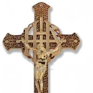ヨーロッパスタイルの電子メッキ棺装飾棺十字架イエスの形繊細な棺の十字架