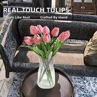 Fleurs de tulipes en PU de haute qualité, faites à la main, au toucher réel, style vintage, pour le Nouvel An chinois, les mariages, les restaurants, la décoration de table