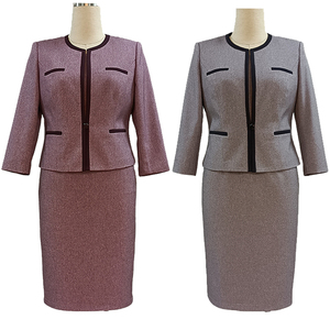 Ensemble 2 pièces pour femme grande taille : Robe et tailleur élégant classique uni pour le travail - Product Image 1