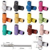 50 pièces/boîte Mini bandes abrasives pour ongles de 3 mm, anneaux colorés, rouleaux de ponçage pour manucure et pédicure, accessoires pour embouts de perceuse à ongles