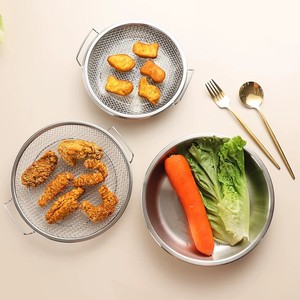 Stainless Steel Oil <b>Drain</b> <b>Rack</b> with Dual Handles, Multifunctional Mesh Strainer Basket for Frying, Steaming & BBQ Accessories - Product Image 4