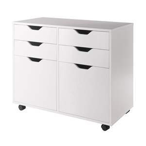 DB Halifax Gabinete de almacenamiento ancho de 2 puertas con 4 cajones Blanco-Organizador - Product Image 1