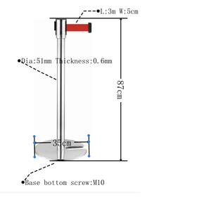 Wholesale Heavy Duty Crowd Control <b>Bracket</b> Retractable Belt Barrier U Shape Base Hotel Queue Pole Stand Barrier Stanchion Post - Product Image 1