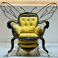 Sculpture d'art haut de gamme en forme de papillon en acier inoxydable électroplaqué, miroir métallique, pour hôtel, villa, chambre, canapé