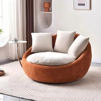 Fauteuil inclinable de loisirs moderne en tissu chenille rouge rond, rembourrage en peluche, cadre en fer, chambre à coucher, salon, meubles de maison