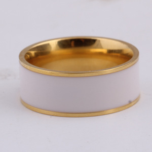 Anillo de Acero Inoxidable de 8MM, Oro de 18K, Resina Epoxi Blanca, Joyería de Moda Unisex de Acero Titanio, Regalo - Product Image 4