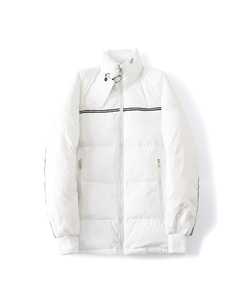 Veste matelassée d'hiver pour femme, col montant, rayures noires, décontractée, sportive, chaude, manteau en duvet, fermeture éclair, vêtements d'extérieur - Product Image 1