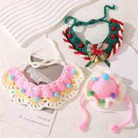 Collier pour animaux de compagnie tricoté à la main, joli cache-salive en tricot, ornement de cou pour chatons et petits chiens