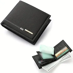 Dompet Pendek Pria, Dompet Pendek Pria Bisnis Retro Ritsleting Nol, Kartu Kredit, Multi Kartu Klip Tiket