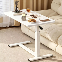Bureau portable réglable en hauteur blanc pour ordinateur portable, table d'appoint en forme de C pour lit, canapé, chambre et salon