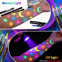 Peinture corporelle permanente Flysea 8 Glow Dark, peinture pour le visage UV néon, stylos de peinture pour le visage, marqueurs de tatouage, essentiels pour les festivals, Halloween