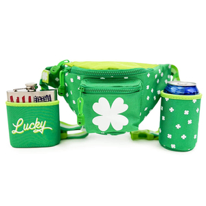 Riñonera para bebedores de St Patrick's <span class=keywords><strong>Dublin</strong></span> con fundas para bebidas, riñonera de trébol verde, riñonera de bolsillo con cremallera múltiple - Product Image 1