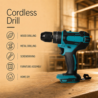 Ensemble de perceuse sans fil 70N.m 20V sans balais 13mm sans clé 2 vitesses 5.0Ah, kit de visseuse pour la construction, la maison et le bricolage, ensemble de perceuse combinée
