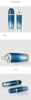 Emballage cosmétique bleu au design unique, flacon pompe sans air en plastique de 30 ml, 60 ml, 120 ml