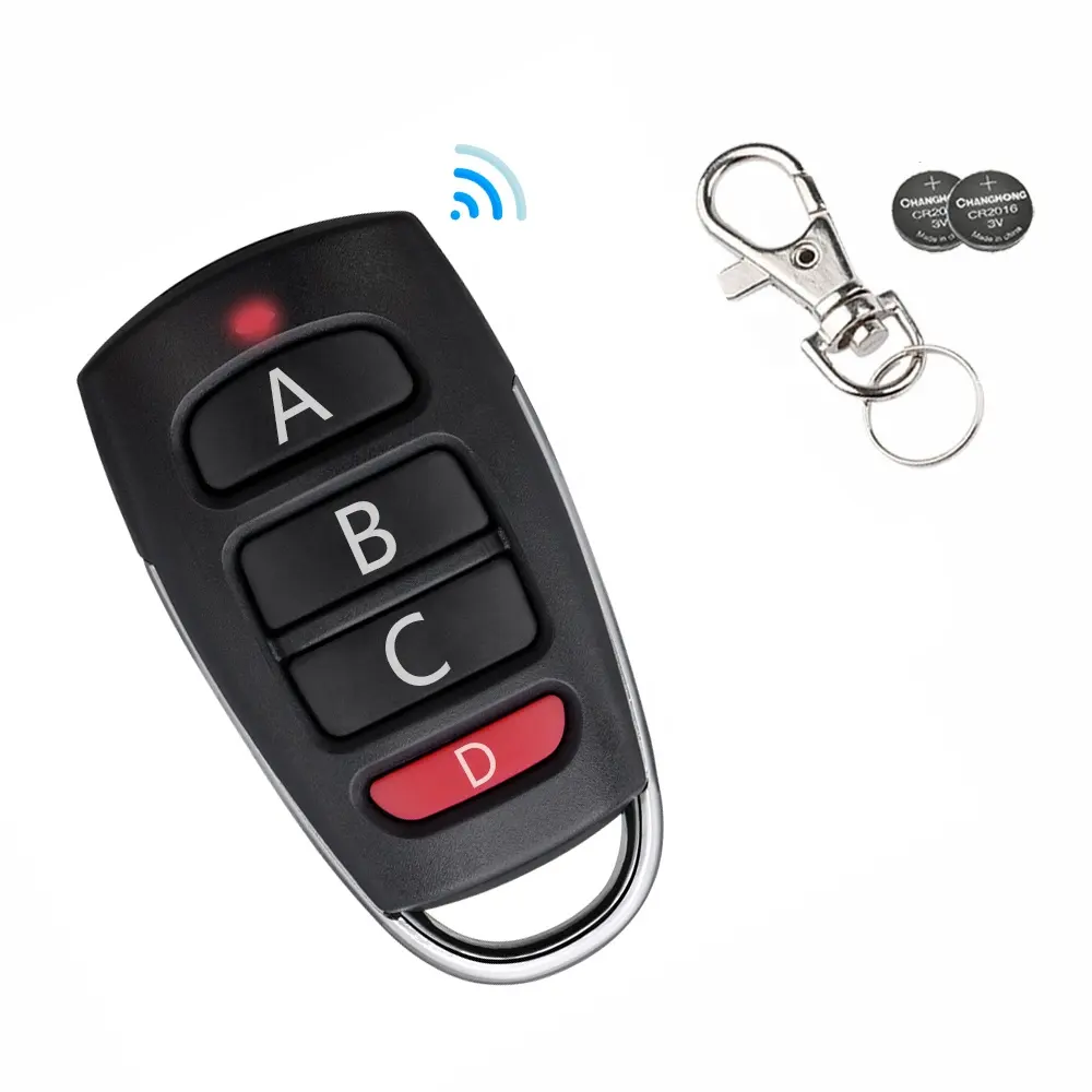 433MHZ Universal 4 tombol pembuka pintu garasi pengendali jarak jauh kode pembelajaran tetap untuk gadget pintu garasi gerbang mobil