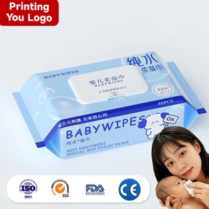 Lingettes nettoyantes pour bébé jetables OEM, non tissées, antibactériennes, parfumées, emballées individuellement, jetables dans les toilettes, extra douces, écologiques - Product Image 1