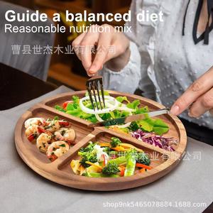 Shijie Wooden Serving <b>Tray</b> Round Solid Wood Fruit Plate With Compartments For <b>Snacks</b> And Desserts - Product Image 2