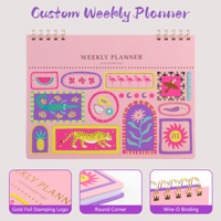Agenda hebdomadaire A4 personnalisé avec logo imprimé, couverture rigide colorée et mignonne