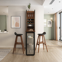 Table de bar pliable en bois avec rangement pour vin, comptoir de bar réglable, meuble à vin peu encombrant