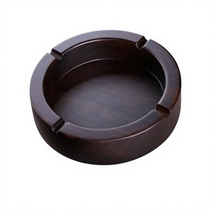 Cendrier de bureau rond en bois, design minimaliste, porte-cigares, usage domestique, finition bois naturel - Product Image 1