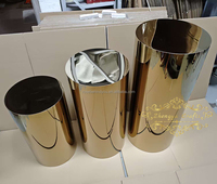Ensemble de 3 supports à gâteau en acier inoxydable doré brillant pour la décoration de fête et de mariage