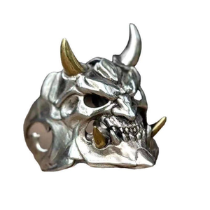 2025 Vintage hommes horreur colère crâne anneau gothique Punk motard squelette anneau Halloween fête <span class=keywords><strong>bijoux</strong></span> - Product Image 4