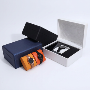 Solid Color PU Leather Watch <b>Box</b> Custom Logo Square Single Wristwatch Storage <b>Gift</b> Packaging <b>Box</b> - Product Image 1