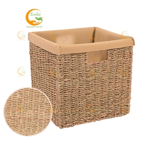 Multifunctional Eco-Friendly <b>Foldable</b> Water Hyacinth Storage <b>Baskets</b> Home Organizer for Clothing Storage by Ecoka - Product Image 6
