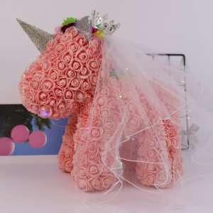2024 gran oferta 25 Cm/40cm unicornio <span class=keywords><strong>rosa</strong></span> con caja de regalo, flor artificial, Navidad, San Valentín, boda, regalos, decoración - Product Image 1