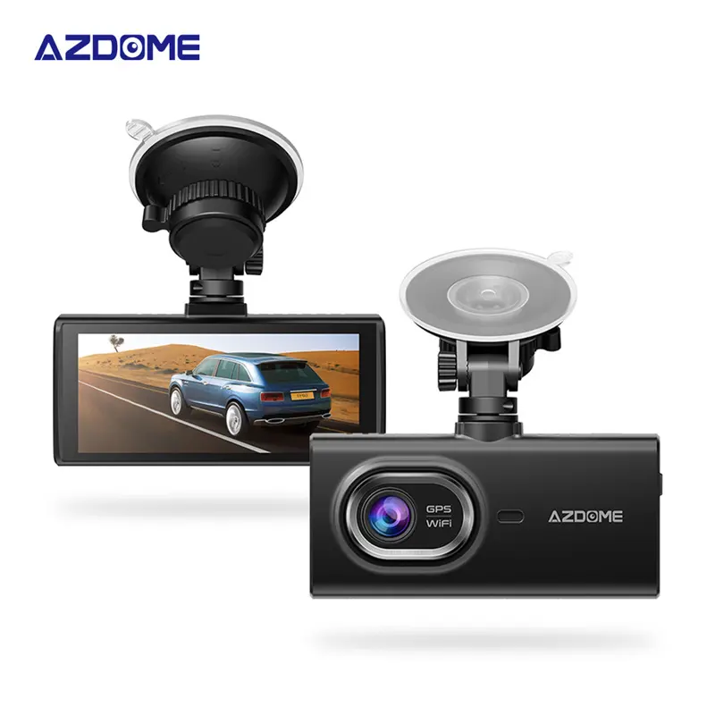 AZDOME-Cámara de salpicadero 4K de 3 canales, pantalla táctil IPS de 4 ", eMMC integrado, wifi, GPS, cámara de salpicadero 2K + 1K para coche, sensor G de visión nocturna IR