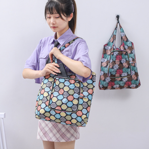 Usine du Vietnam motif de dessin animé imprimé personnalisé tissu polyester écologique sac fourre-tout pliable réutilisable pour femmes - Product Image 4