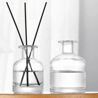 50ml 100ml 150ml 200ml 250ml vide luxe rond clair blanc parfum roseau verre diffuseur bouteille avec bouchon en liège