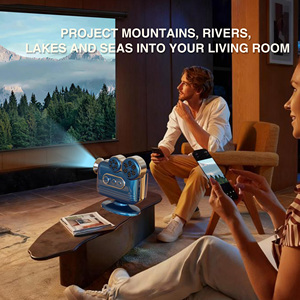 Portable Vintage Style <b>Projector</b> 1080P HD Autofocus Smart Home <b>Android</b> 9 Built-In Speakers Easy Wifi C300 Outdoor <b>Projector</b> - Product Image 3