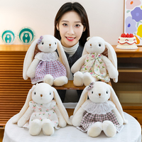 En gros, Peluche Lapin de Pâques Adorable à Longues Oreilles, Super Douce, avec Robe Florale et Jupe, pour Câliner et Dormir