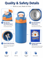 Performa Isolasi Vakum Stabil Botol Air Vakum Stainless Steel Dinding Ganda 12oz Macaron Kids Thermo Sport Flip Lid