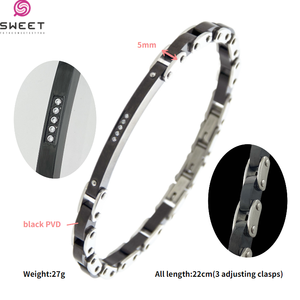 Bracciale da Uomo in Acciaio Inossidabile 316L Stile Classico con Ceramica e Energia Quantica, Ideale come Regalo di Anniversario o Matrimonio - Product Image 2