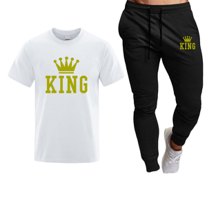 100% algodón pantalones de manga corta traje verano Casual deportes impreso transfronterizo camiseta de gran tamaño en blanco seda pantalla de seda - Product Image 4