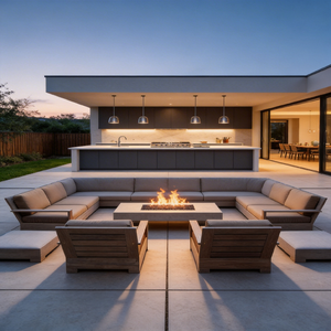 Ensemble de meubles d'extérieur en teck résistant aux intempéries, style vintage en bambou, ensemble de meubles de <span class=keywords><strong>jardin</strong></span> en bambou de style africain, ensemble de canapés de patio toutes saisons - Product Image 3