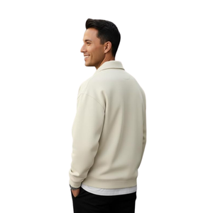 Sweat-shirt en polaire à col zippé pour homme, doux, chaud, décontracté, col zippé, fournisseur OEM ODM - Product Image 4