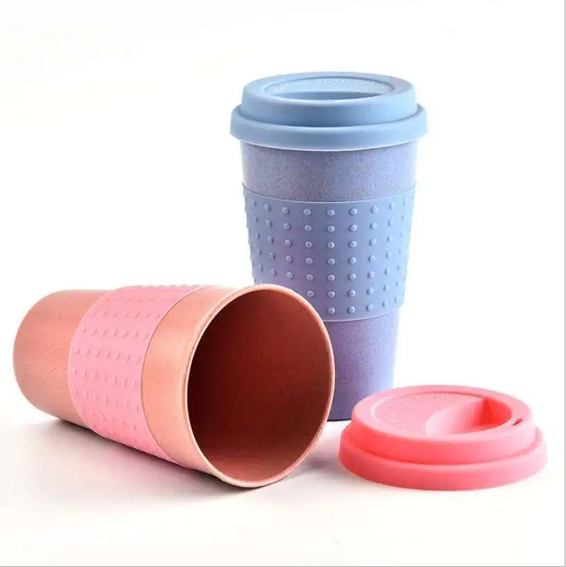 New design Household wheat straw mug drinking water organic bamboo fiber coffee cup for promotional gifts