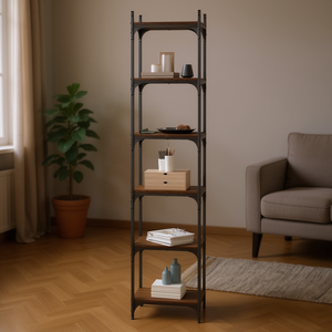 Libreria a 6 Ripiani con Piedini Regolabili in Legno Ingegnerizzato di Rovere Marrone - Nuova Categoria di Prodotti - Product Image 2