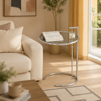 Table console ronde réglable moderne YOUTAI en acier inoxydable et verre pour salon, meubles de maison