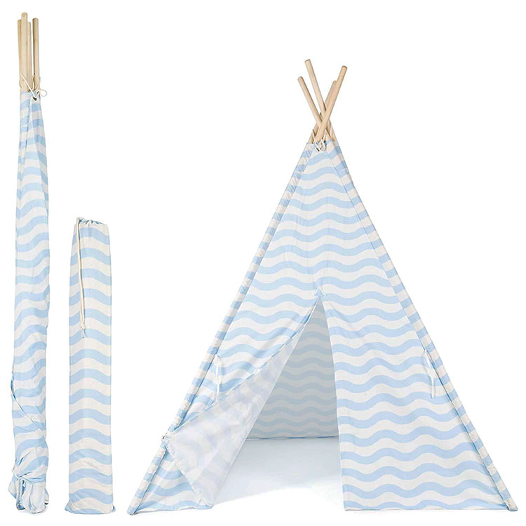 2021 New Product Children Educational Toys Cotton Cloth Wooden Poles Teepee Tent