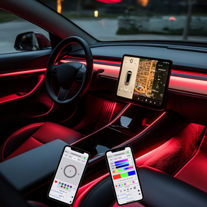 طقم إضاءة داخلية للسيارة مخصص حسب الطلب مع تحكم عبر تطبيق الهاتف، إضاءة محيطة عالمية للسيارة - Product Image 1