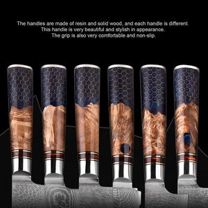 Couteaux à éplucher de cuisine en acier inoxydable, ustensile à fruits de 3.5 ", Damascus utilitaire de cuisine en acier inoxydable, couteaux de <span class=keywords><strong>Chef</strong></span> à éplucher avec manche en résine bleue confortable en nid d'abeille - Product Image 6
