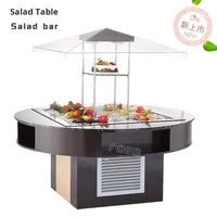 Table de buffet commerciale à température unique de luxe Table à salade ronde avec surface en marbre Équipement de réfrigération à refroidissement par air