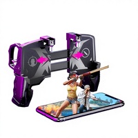 Manette de jeu sans fil pour smartphone, support de téléphone avec poignée de déclenchement, joystick à 4 doigts pour téléphones Android, contrôleur de jeu mobile K21