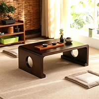 Table basse en bois massif de style japonais Tatami avec design à trou rond pour s'asseoir au sol, table de thé, mobilier de salon Zen pour fenêtre