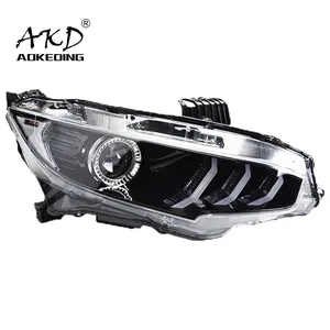 AKD voiture pour Honda Civic 2017-2020 projecteur de phare lentille Mustang Design lampe frontale à Signal dynamique LED Drl automobile